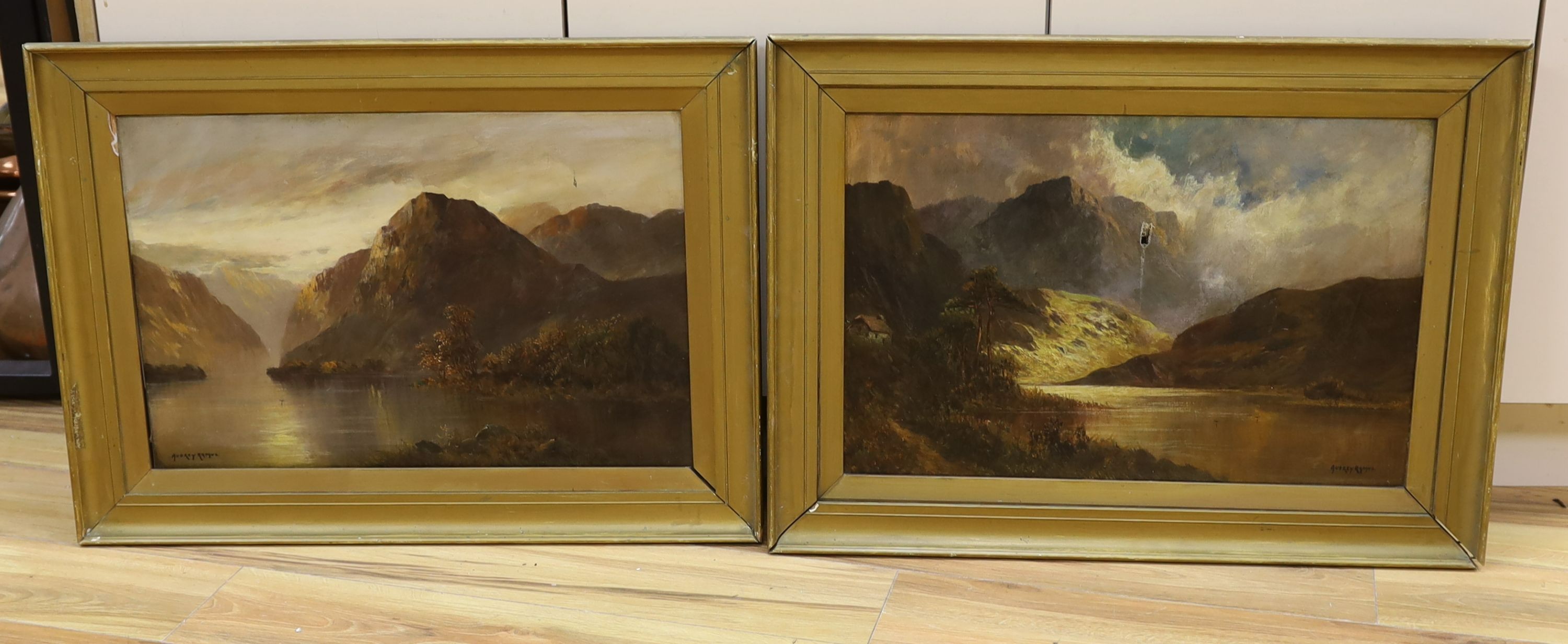 Aubrey Ramus (1895-1950), pair of oils on canvas, Loch scenes, signed, 40 x 60cm (one a.f.)